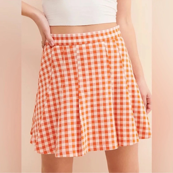 Free People Honey Plaid Pleated Gingham Skirt Size 8 NWOT - Picture 6 of 8